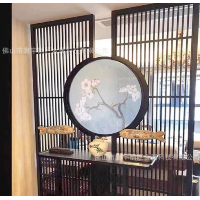 工厂店 不锈钢屏风隔断 客厅办公室酒店新中式艺术夹丝玻璃屏风图5