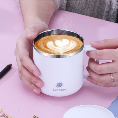 304不锈钢成人水杯马克杯双层隔热带手柄杯子大人口杯 刻字logo图4