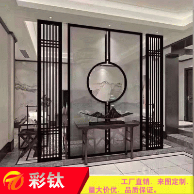 上海不锈钢屏风拉丝黑钛钛金激光雕刻激光镂空工程酒店KTV装修图1