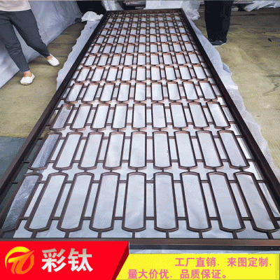上海不锈钢屏风拉丝黑钛钛金激光雕刻激光镂空工程酒店KTV装修图4