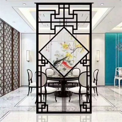 南宁酒店KTV大厅不锈钢屏风制品工程 玫瑰金隔断加夹丝工艺玻璃花图4