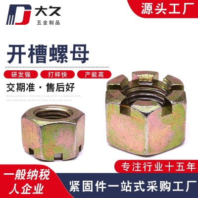 开槽螺母细牙带槽螺母 六角开槽螺母 槽型螺帽 不锈钢镀锌加厚图3