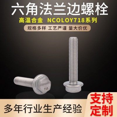 六角螺栓高温合金718材质六方头带边螺杆M4-M80六角法兰边螺栓图2