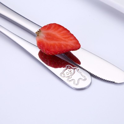 现货可定logo不锈钢餐具卡通小熊儿童不锈钢餐具儿童刀叉勺图1