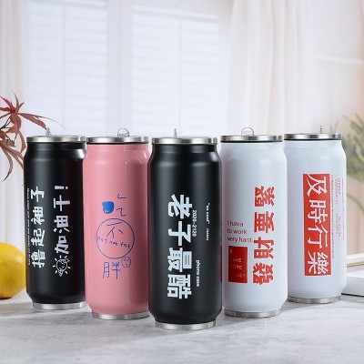 创意可乐罐保温杯不锈钢易拉罐水杯个性车载杯儿童学生吸管杯批发图3