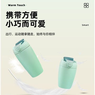 新品双饮杯不锈钢咖啡杯双层真空保温杯户外随手杯儿童吸管杯定制图4