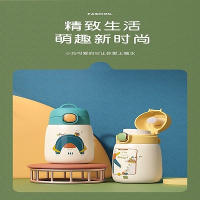 新款304不锈钢智能保温杯便捷迷你学生水杯 显温卡通儿童大肚杯子图3