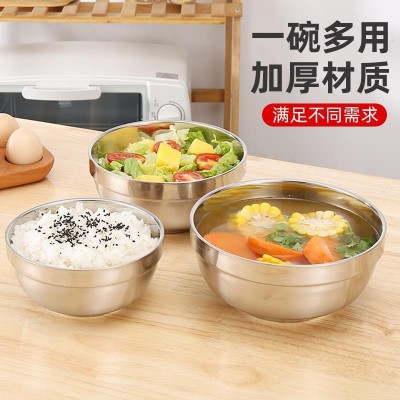 304不锈钢双层碗防烫碗儿童隔热碗家用食堂面碗汤碗学生宿舍饭碗图2