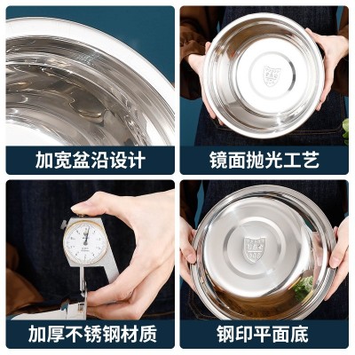 不锈钢304加厚汤碗 厂家批发圆形单层汤盆 学校食堂饭店多用盆图4