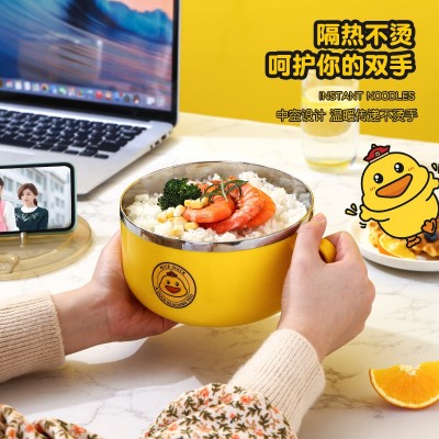 304不锈钢带盖泡面碗学生便当盒宿舍大号保温快餐杯上班便携饭盒图2