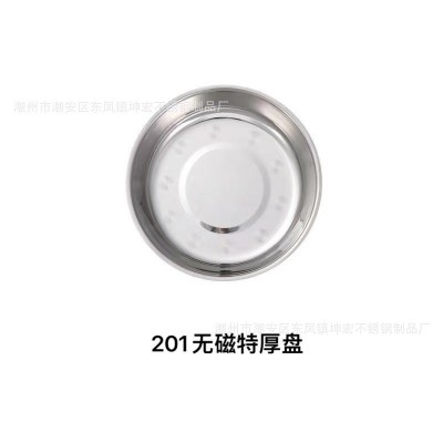 不锈钢圆盘304盘 加厚加深盘食堂饭店家用菜盘水果盘烧烤盘托盘图3