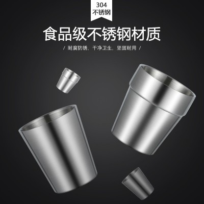304双层不锈钢儿童啤酒杯刻印LOGO牛奶户外幼儿园茶果汁杯 子批发图2