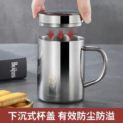 304不锈钢牛奶咖啡随行杯马克杯双层加厚口杯带盖带柄学生上班族图3