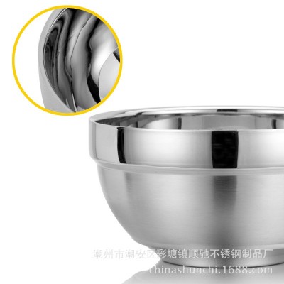 厂家直销不锈钢碗 304儿童双层隔热碗刻印LOGO饭菜碗餐盘配碗汤碗图3