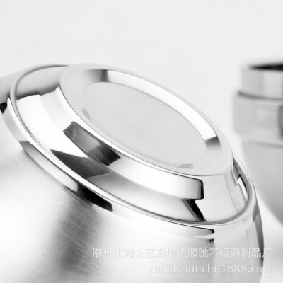 厂家直销不锈钢碗 304儿童双层隔热碗刻印LOGO饭菜碗餐盘配碗汤碗图4