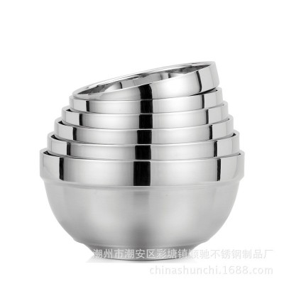 厂家直销不锈钢碗 304儿童双层隔热碗刻印LOGO饭菜碗餐盘配碗汤碗图5