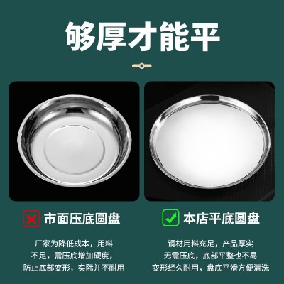 大号不锈钢盘子家用大盘鸡圆盘鱼头盘菜盘浅盘加厚商用圆形铁托盘图5