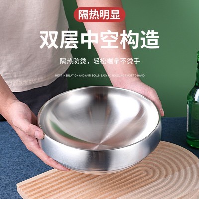 冷面碗不锈钢韩式双层碗韩镀锆双层碗隔热防烫金色汤碗厂家直供图3