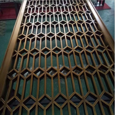 玫瑰金玄关装饰不锈钢金属屏风隔断 办公室背景墙 中式可定制图2