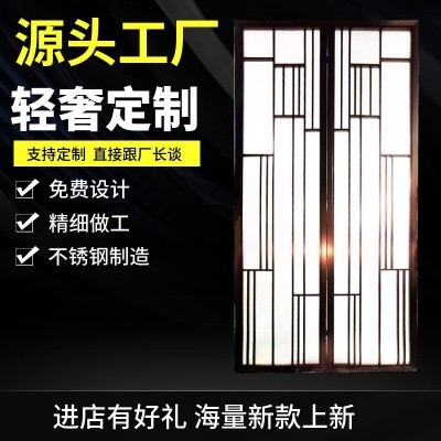 屏风隔断客厅玄关中式不锈钢屏风酒店活动长虹玻璃隔断墙定制简易图2