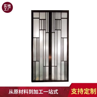 屏风隔断客厅玄关中式不锈钢屏风酒店活动长虹玻璃隔断墙定制简易图3