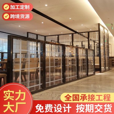 不锈钢背景墙入户客厅加工定制压型玻璃钛金镜面轻奢中式屏风隔断图1