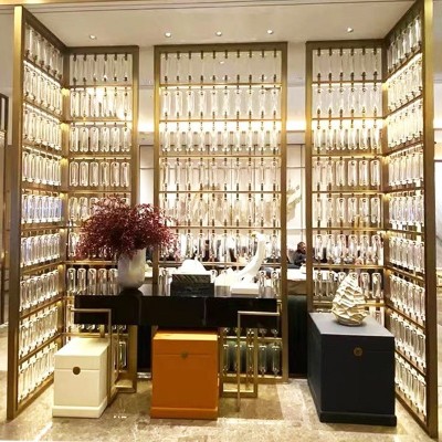 不锈钢水晶挂片屏风长虹艺术玻璃格栅花格金属隔断客厅酒店背景墙图3