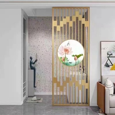 屏风隔断墙新中式室内家用客厅柜装饰型材置物架铝方管不锈钢方通图4