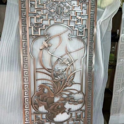 金属格栅墙镂空隔断屏风 艺术酒店花格装饰 彩色不锈钢屏风图4