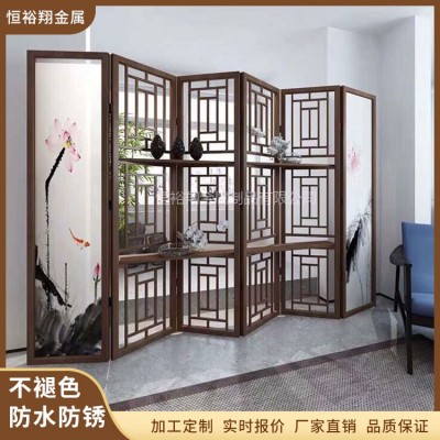 不锈钢厂家定制 折叠仿古中式不锈钢屏风隔断 客厅家具屏风隔断图2
