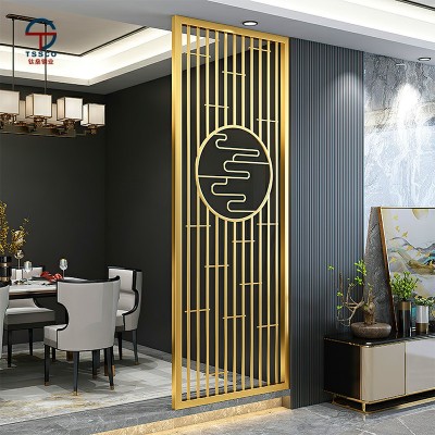 酒店大堂售楼部餐饮店不锈钢假山屏风隔断长虹玻璃隔断图2