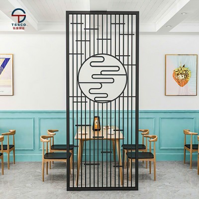 酒店大堂售楼部餐饮店不锈钢假山屏风隔断长虹玻璃隔断图4