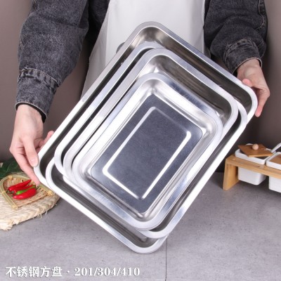 批发不锈钢方盘 304不锈钢饭盘长方形托盘烧烤盘不锈钢盘子菜盘图3