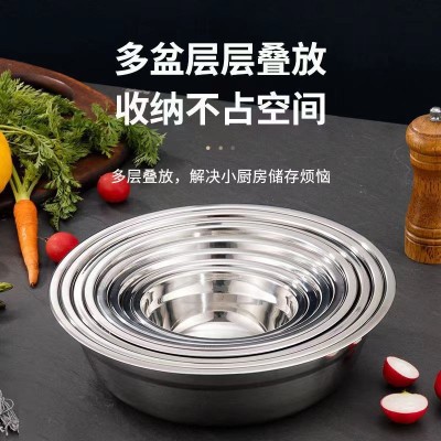 定 制304不锈钢盆子加厚洗菜盆和面盆打蛋盆洗脸盆oem拿样加工图2