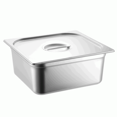 厂家现货欧式不锈钢2/1带盖不锈钢盆 自助餐份数盘Food container图4