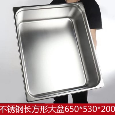 厂家现货欧式不锈钢2/1带盖不锈钢盆 自助餐份数盘Food container图2