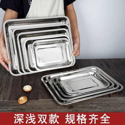 304不锈钢方盘 不锈钢盘烧烤盘菜盘烤鱼盘食堂蒸饭盘长方形托盘图2