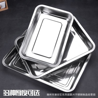 不锈钢盘批发加厚长方形托盘商用烧烤盘酒店食堂蒸饭盘不锈钢方盘图4