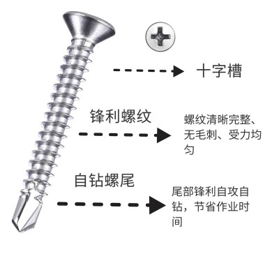 不锈钢平头钻尾螺丝 自攻自钻燕尾钉钻尾丝 门窗安装钻尾自攻螺丝图2