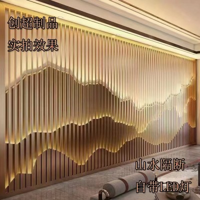 不锈钢镂空屏风轻奢金属过道隔断花格栅免打孔客厅装饰入门户雕花图4