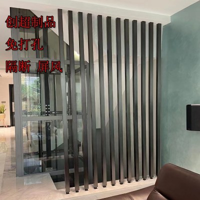 不锈钢镂空屏风轻奢金属过道隔断花格栅免打孔客厅装饰入门户雕花图2