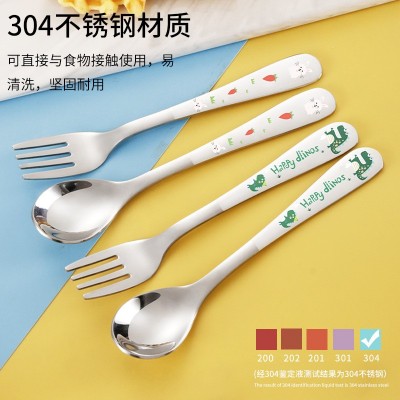 新款304不锈钢儿童勺叉动物卡通汽车可爱餐具宝宝辅食学吃饭勺子图5