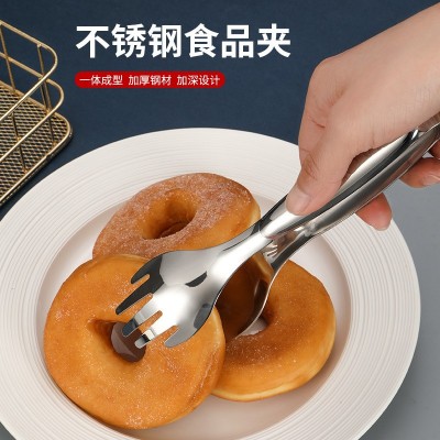 网红不锈钢食品夹子厨房工具家用加厚烧烤夹面包夹烘焙工具牛排夹图3
