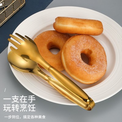 网红不锈钢食品夹子厨房工具家用加厚烧烤夹面包夹烘焙工具牛排夹图2