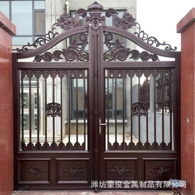 铝艺别墅大门小区庭院欧式轻奢大门时尚美观不锈钢对开防盗门图3