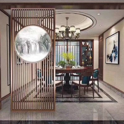 可定制不锈钢屏风 客厅精雕铜艺屏风 酒店隔断拉丝花格装饰屏风图3