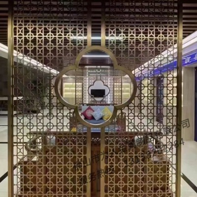 中式不锈钢屏风隔断 激光镂空不锈钢屏风 不锈钢屏风隔断轻奢入户图5