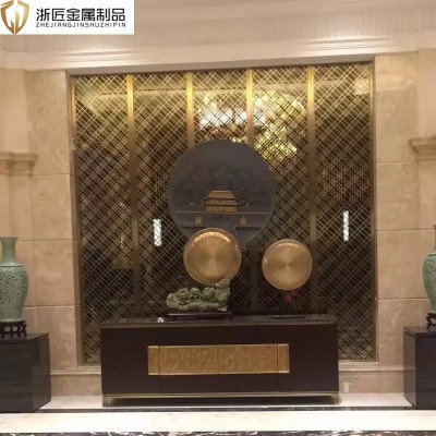 浙匠304不锈钢金属屏风 拉丝玫瑰金不锈钢隔断厂家直销图4