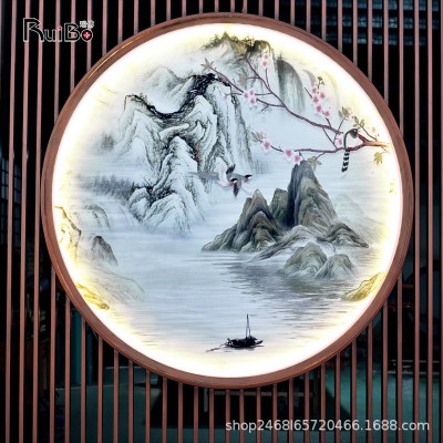 新中式发光灯带不锈钢隔断花格屏风入户玄关金属装饰雕刻格栅镂空图3