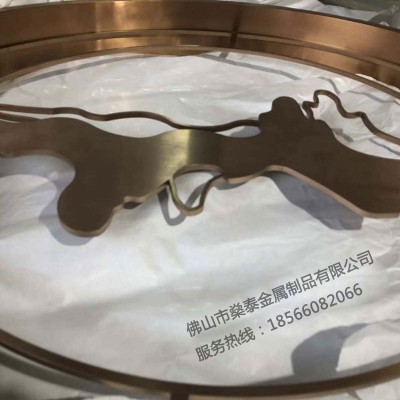 不锈钢圆形屏风 别墅背景墙不锈钢屏风隔断 拉丝玫瑰金镂空玄关图5